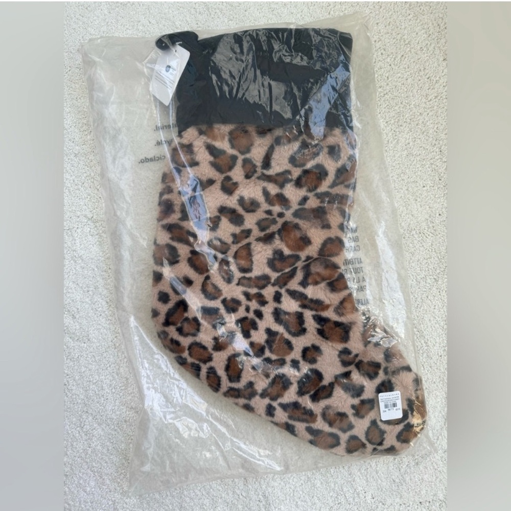 New Pottery Barn Animal Print Faux Fur Stocking